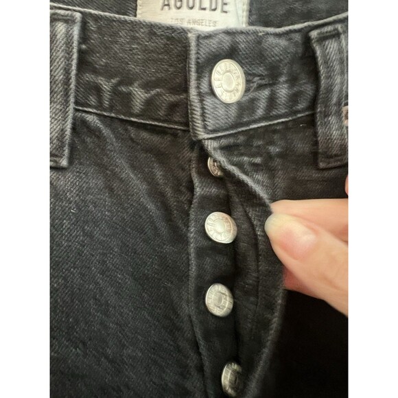 Agolde Parker Shorts Size 25 Black Cut Off Button Fly Raw‎ Hem Distressed $148 - Picture 7 of 11